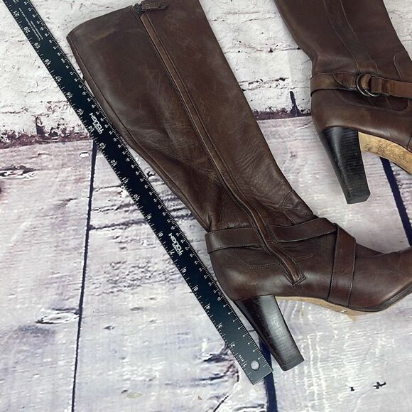 Cole Haan x Nike Air Boots Leather Heeled Knee High Womens 8.5B Riding Brown - Picture 8 of 14